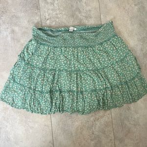 Green Floral American Eagle Mini Skirt